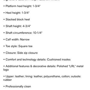 Lauren Ralph Lauren Black Leather Square Toe Boots